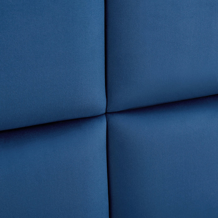 Set Carpino di 4 Pannelli Murali Imbottiti Rivestiti in Tessuto Velluto Blu Marino 30x30 cm [neu.haus]