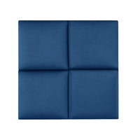 Set Carpino di 4 Pannelli Murali Imbottiti Rivestiti in Tessuto Velluto Blu Marino 30x30 cm [neu.haus]