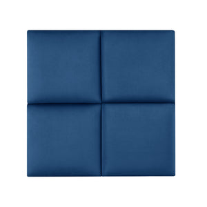 Set Carpino di 4 Pannelli Murali Imbottiti Rivestiti in Tessuto Velluto Blu Marino 30x30 cm [neu.haus]