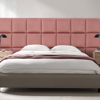 Set Carpino di 4 Pannelli Murali Imbottiti Rivestiti in Tessuto Velluto Rosa 30x30 cm [neu.haus]