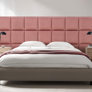 Set Carpino di 4 Pannelli Murali Imbottiti Rivestiti in Tessuto Velluto Rosa 30x30 cm [neu.haus]