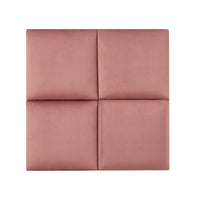 Set Carpino di 4 Pannelli Murali Imbottiti Rivestiti in Tessuto Velluto Rosa 30x30 cm [neu.haus]