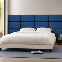 Set Carpino di 3 Pannelli Murali Imbottiti Rivestiti in Tessuto Velluto Blu Marino 60x30 cm [neu.haus]