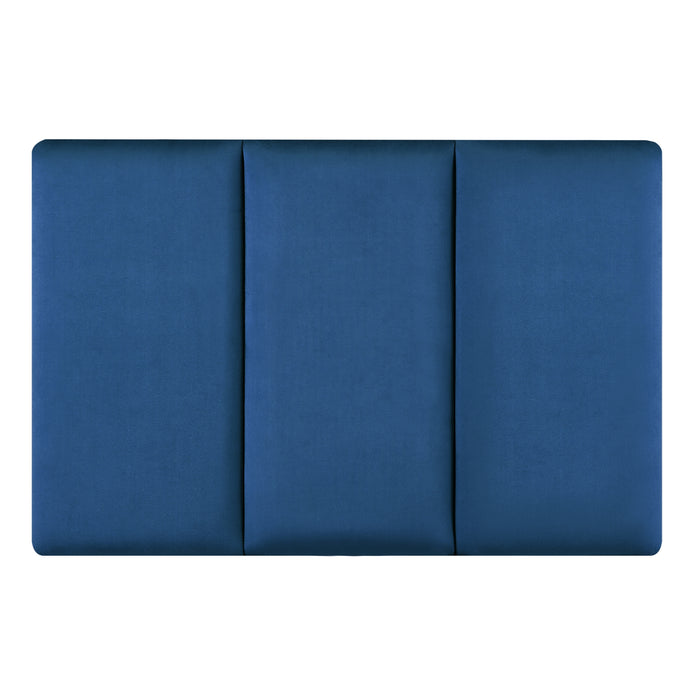 Set Carpino di 3 Pannelli Murali Imbottiti Rivestiti in Tessuto Velluto Blu Marino 60x30 cm [neu.haus]