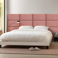 Set Carpino di 3 Pannelli Murali Imbottiti Rivestiti in Tessuto Velluto Rosa 60x30 cm [neu.haus]