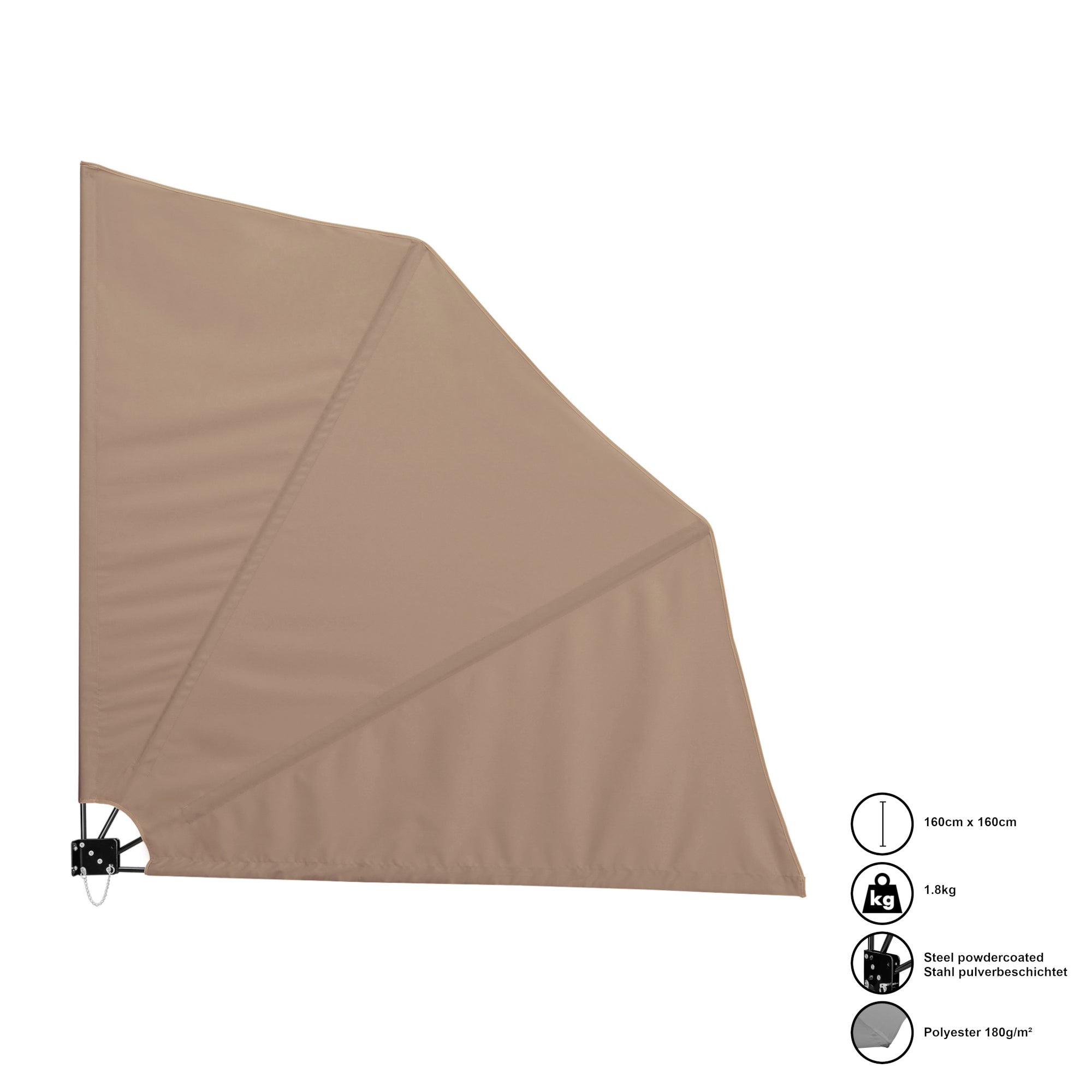 Tenda da Sole a Ventaglio Ragusa Schermatura Laterale Pieghevole 160x160 cm Marrone casa.pro