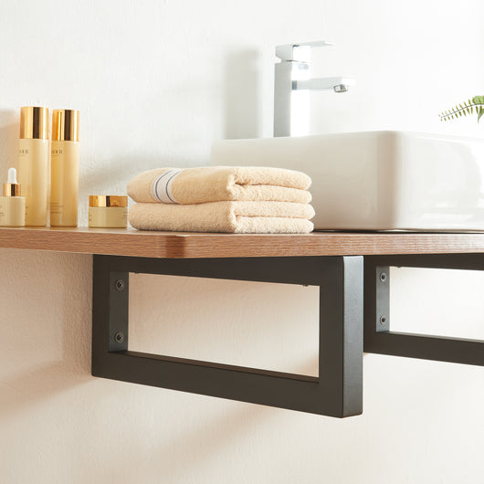 Set Hawangen di 2 Supporti per Mobili 'Fai da Te' Montaggio a Parete in Acciaio (LuxA) 40 x 20 cm - Nero [en.casa]