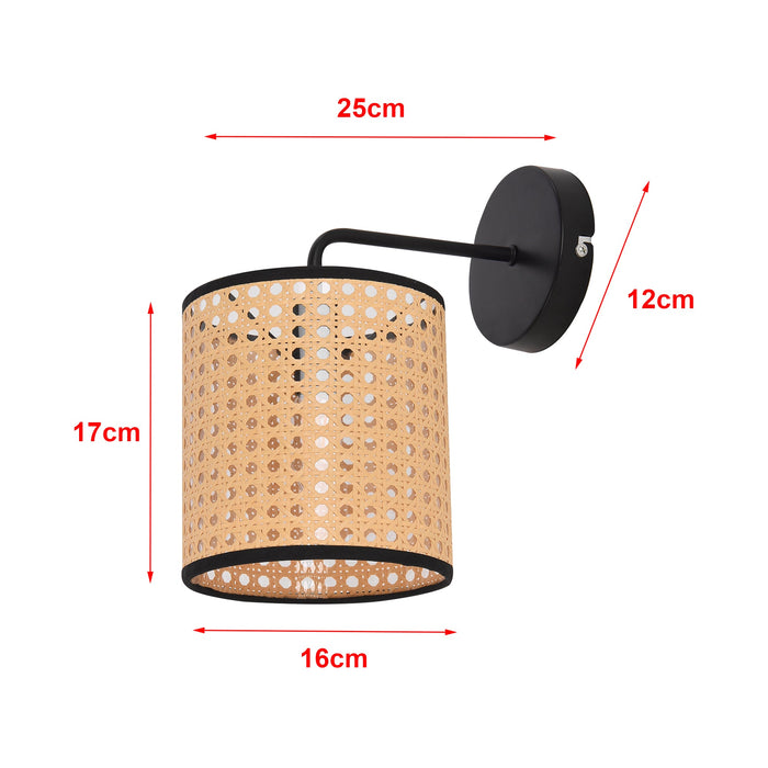 Lampada da parete per sala da pranzo soggiorno effetto rattan Southend 25 x 17 x 16 cm nero beige lux.pro 03_0007350