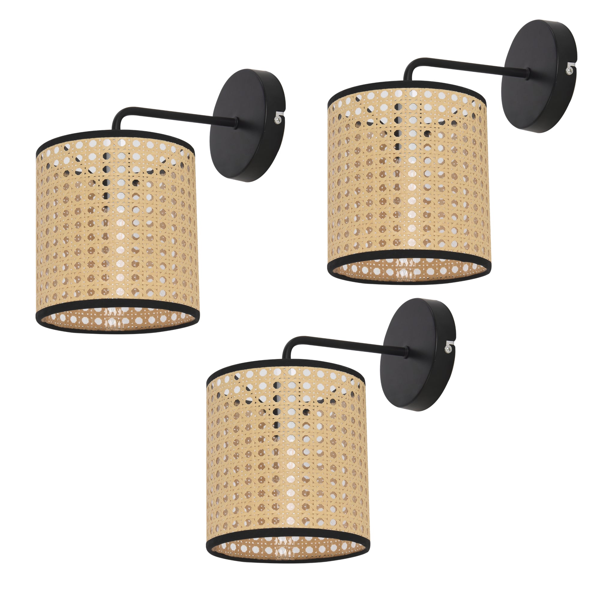Set di 3 Applique Southend per Interni con Paralume Cilindrico - Nero / Beige lux.pro