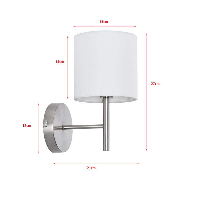 Set Winsford di 3 Applique per Interni Paralume Cilindrico in Tessuto Bianco lux.pro