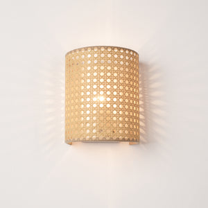 Set di 2 Applique per Interni Ascot a Paralume Semicilindrico - Effetto Rattan lux.pro