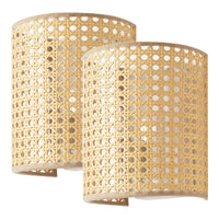 Set di 2 Applique per Interni Ascot a Paralume Semicilindrico - Effetto Rattan lux.pro