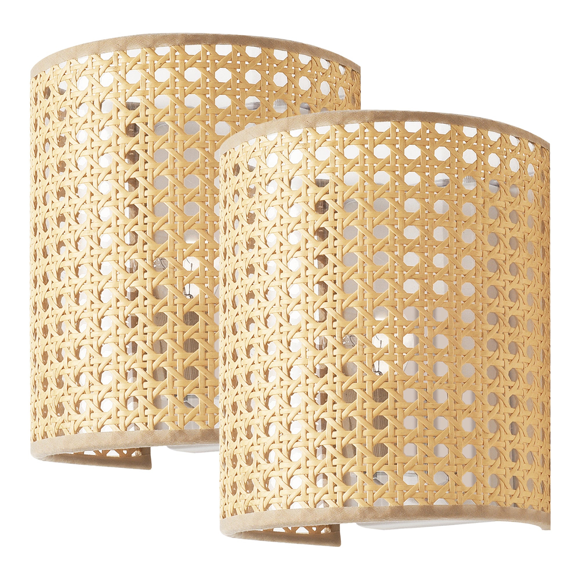 Set di 2 Applique per Interni Ascot a Paralume Semicilindrico - Effetto Rattan lux.pro
