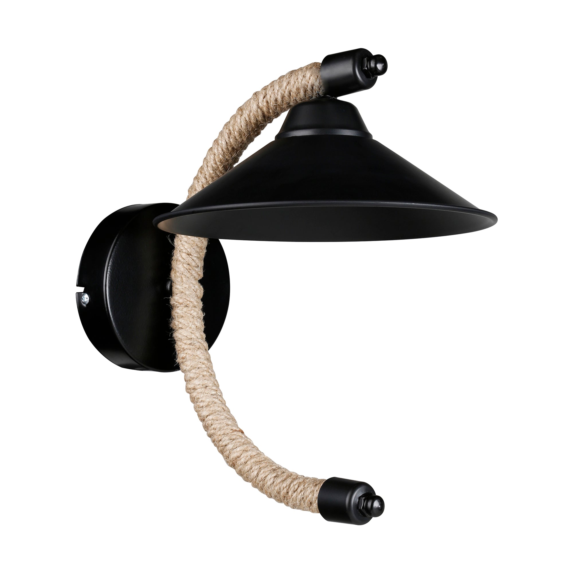 Lampada da Parete 'Cannock' con Paralume a Cono e Braccio ad Arco Applique Moderno - Nero / Naturale [lux.pro]