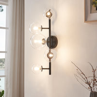 Lampada da Parete Makkor con 5 Paralumi Sferici in Vetro - Nero lux.pro