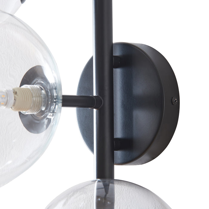 Lampada da Parete Makkor con 5 Paralumi Sferici in Vetro - Nero lux.pro