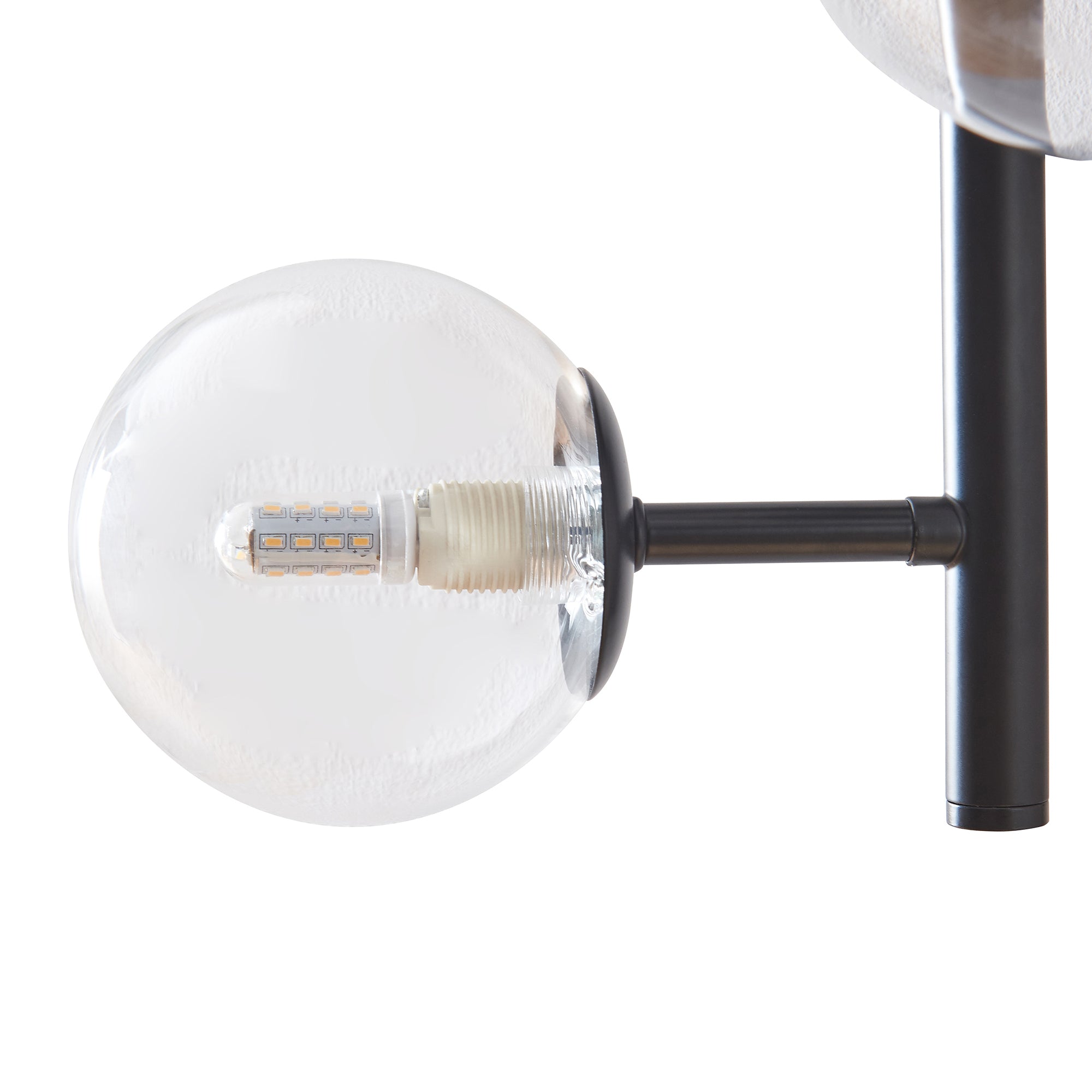 Lampada da Parete Makkor con 5 Paralumi Sferici in Vetro - Nero lux.pro