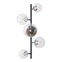 Lampada da Parete Makkor con 5 Paralumi Sferici in Vetro - Nero lux.pro