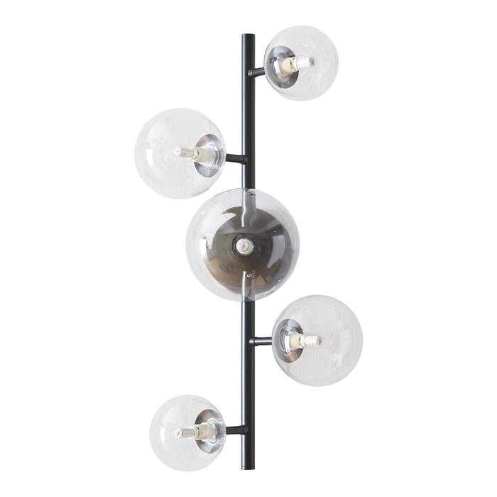 Lampada da Parete Makkor con 5 Paralumi Sferici in Vetro - Nero lux.pro