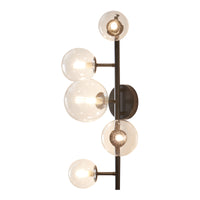 Lampada da Parete Makkor con 5 Paralumi Sferici in Vetro - Nero lux.pro