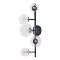 Lampada da Parete Makkor con 5 Paralumi Sferici in Vetro - Nero lux.pro