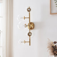 Lampada da Parete Makkor con 5 Paralumi Sferici in Vetro - Dorato lux.pro