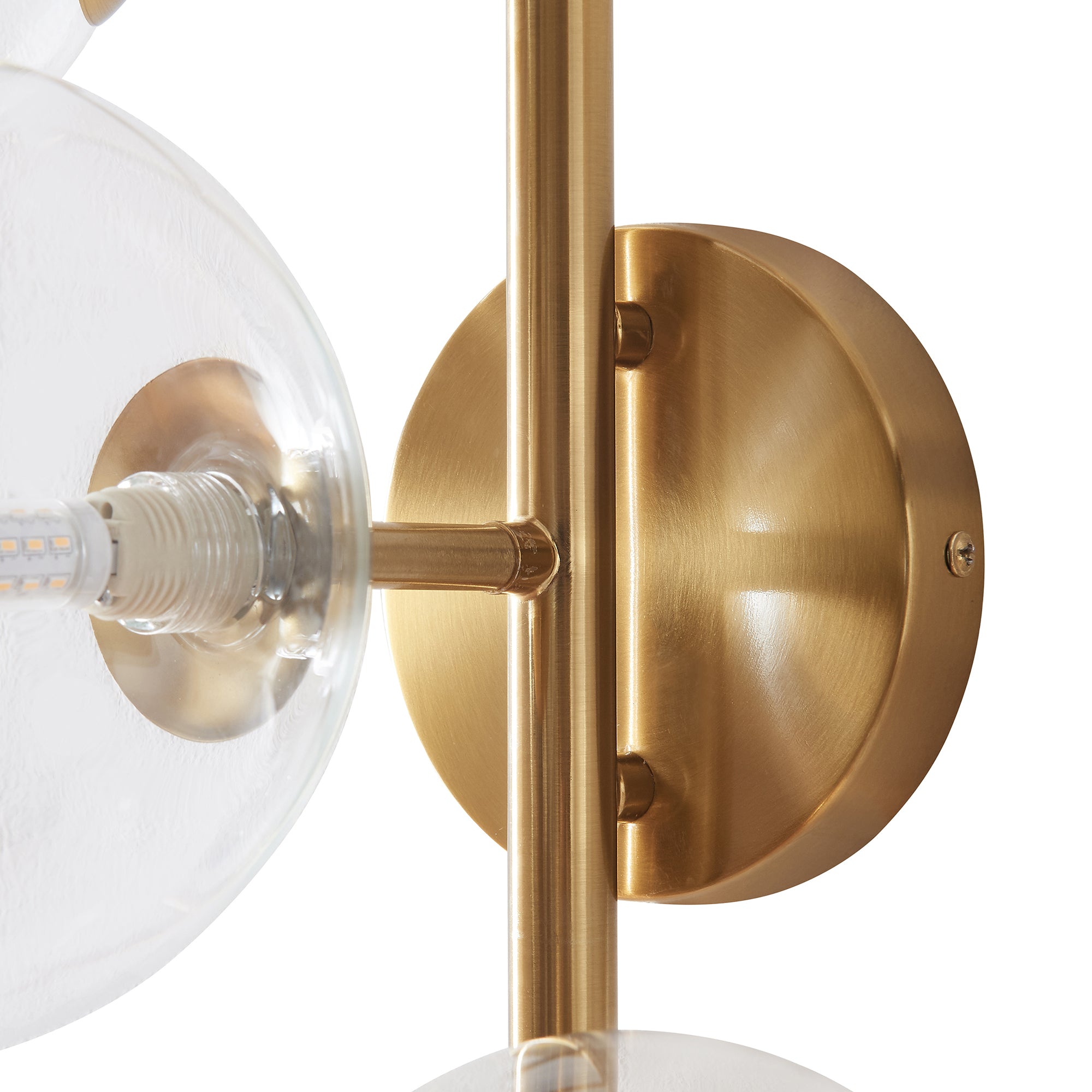 Lampada da Parete Makkor con 5 Paralumi Sferici in Vetro - Dorato lux.pro