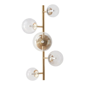 Lampada da Parete Makkor con 5 Paralumi Sferici in Vetro - Dorato lux.pro