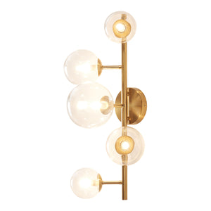 Lampada da Parete Makkor con 5 Paralumi Sferici in Vetro - Dorato lux.pro