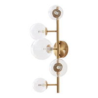 Lampada da Parete Makkor con 5 Paralumi Sferici in Vetro - Dorato lux.pro