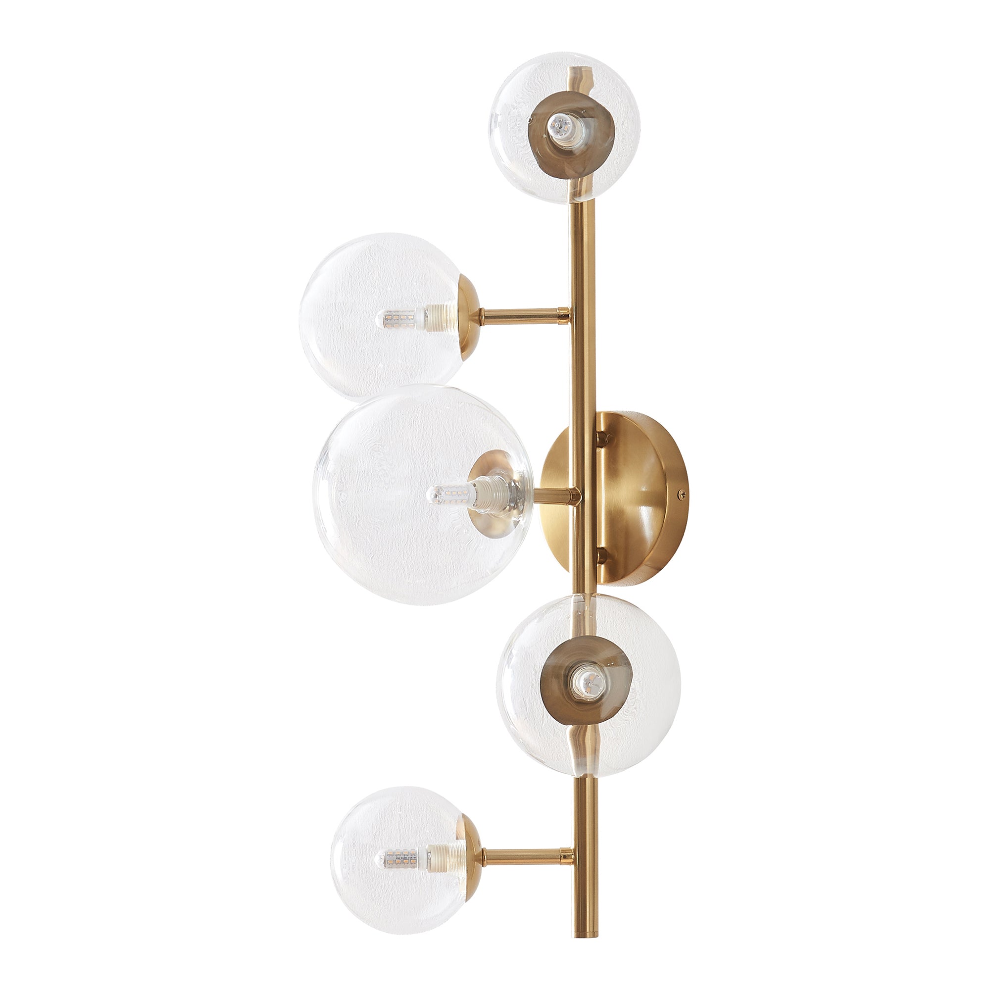 Lampada da Parete Makkor con 5 Paralumi Sferici in Vetro - Dorato lux.pro