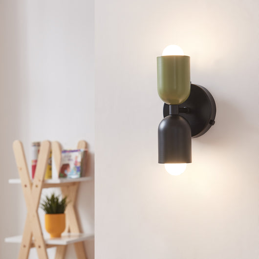 Lampada da Parete Trorlos con 2 Paralumi Applique Up Down - Verde / Nero lux.pro