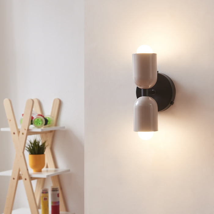 Lampada da Parete Trorlos con 2 Paralumi Applique Up Down - Bianco Latte lux.pro