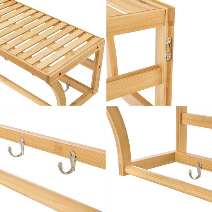 Mensola da Parete Langeland in Bambù con Barra Portasalviette [en.casa]