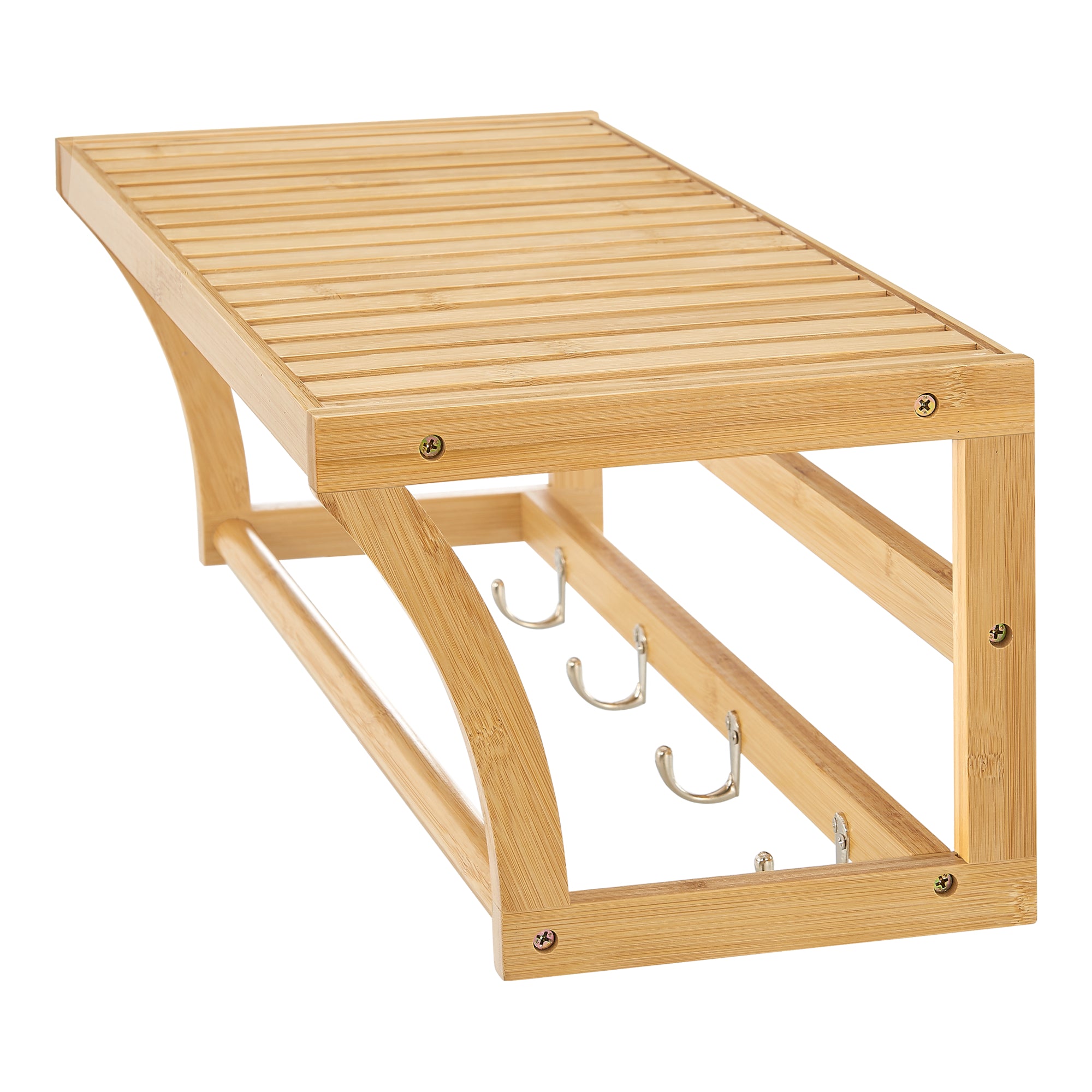 Mensola da Parete Langeland in Bambù con Barra Portasalviette [en.casa]