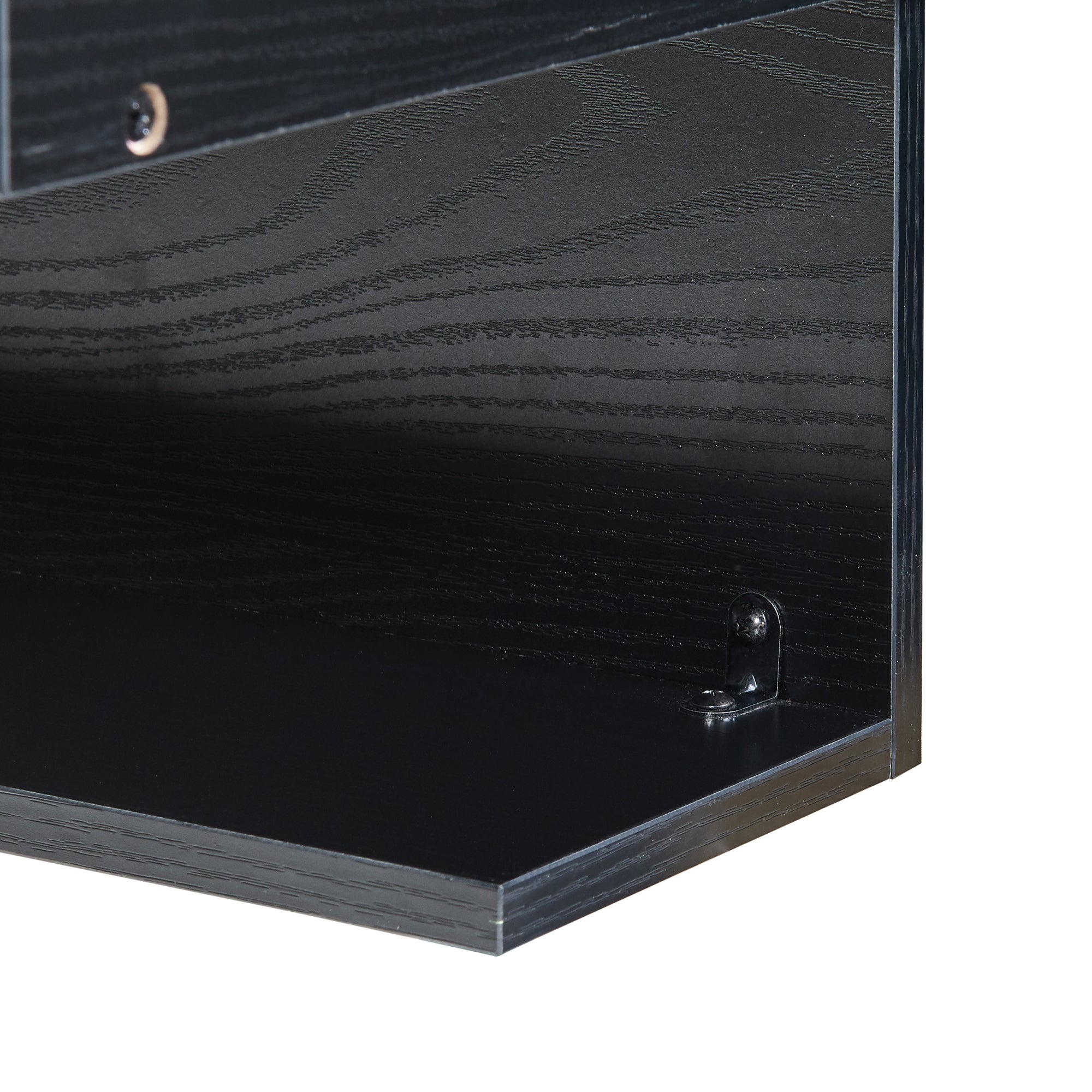 Comodino da Parete Gauldal con Scomparto Aperto e Ripiano - Nero Effetto Legno [en.casa]