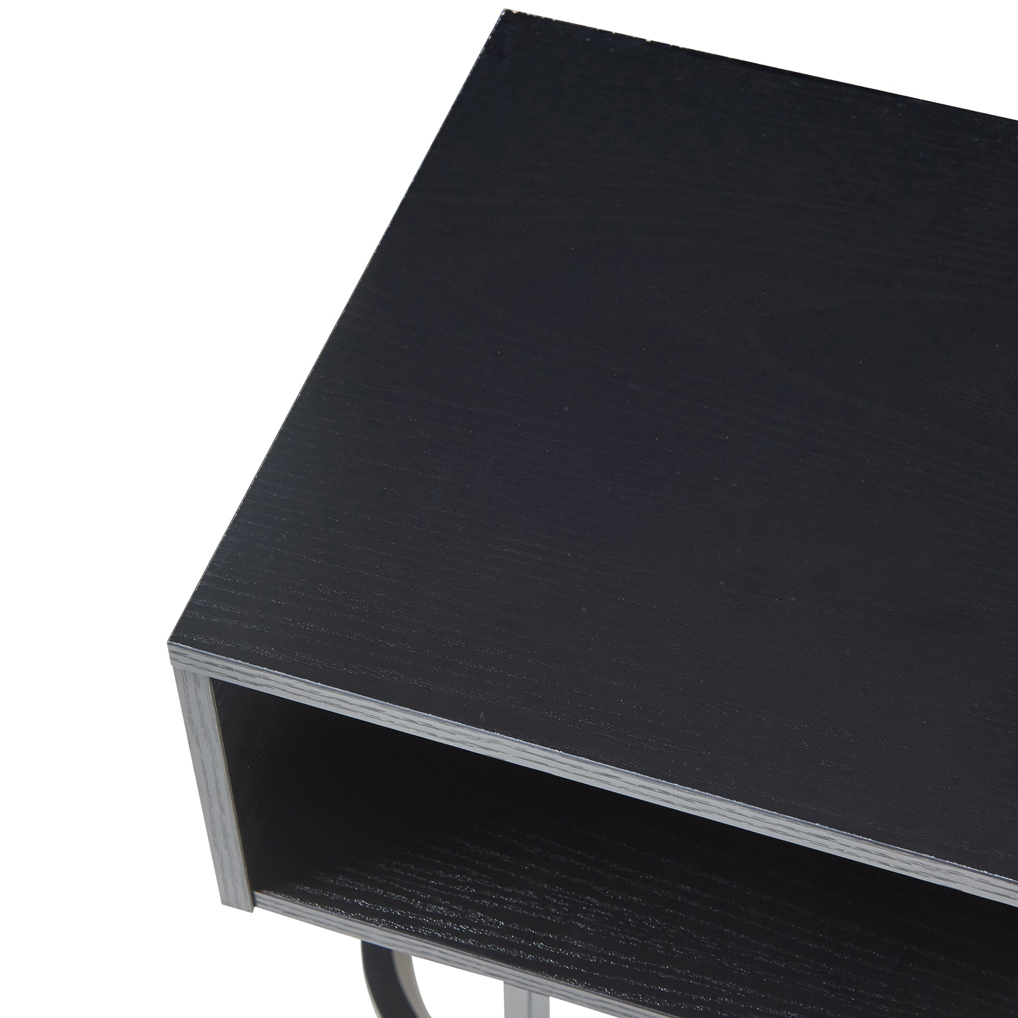 Comodino da Parete Gauldal con Scomparto Aperto e Ripiano - Nero Effetto Legno [en.casa]