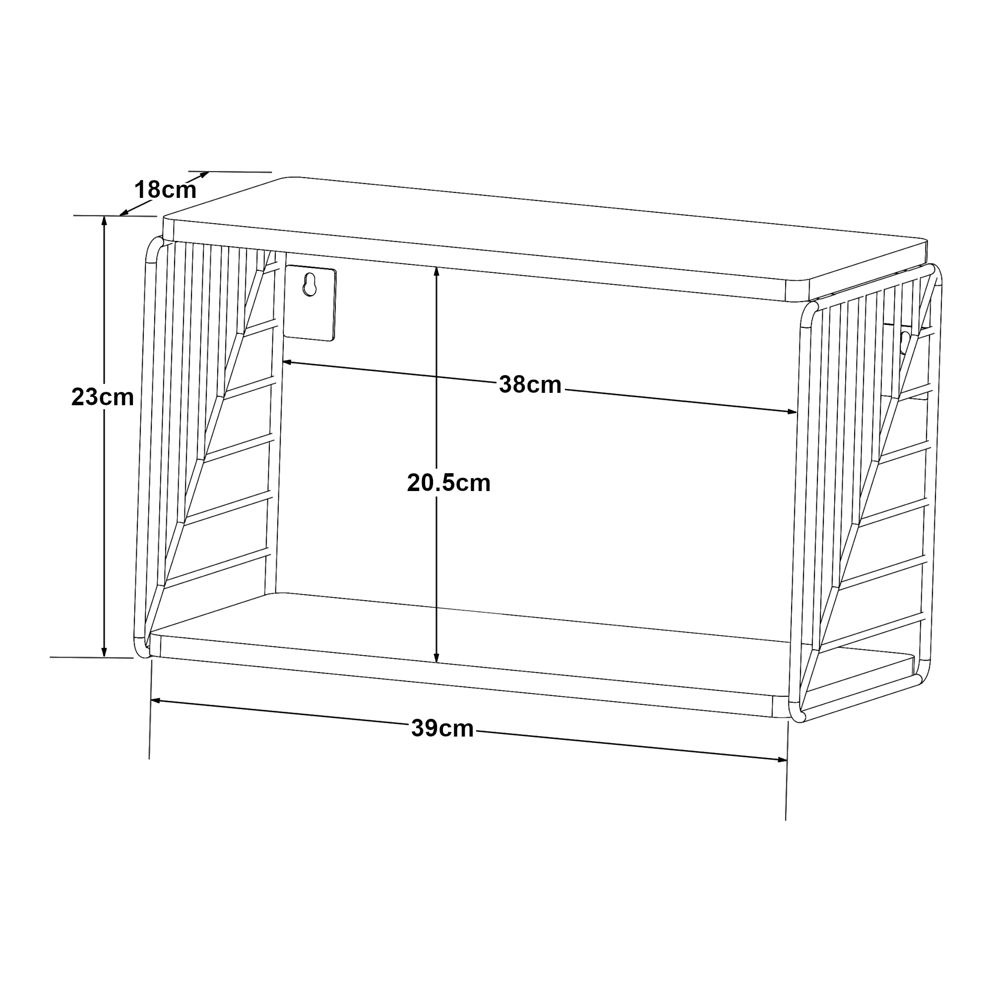 Mensola da Parete Moss a 2 Ripiani 39 x 18 x 23 cm - Nero / Bianco [en.casa]