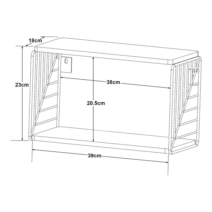 Mensola da Parete Moss a 2 Ripiani 39 x 18 x 23 cm - Nero / Bianco [en.casa]