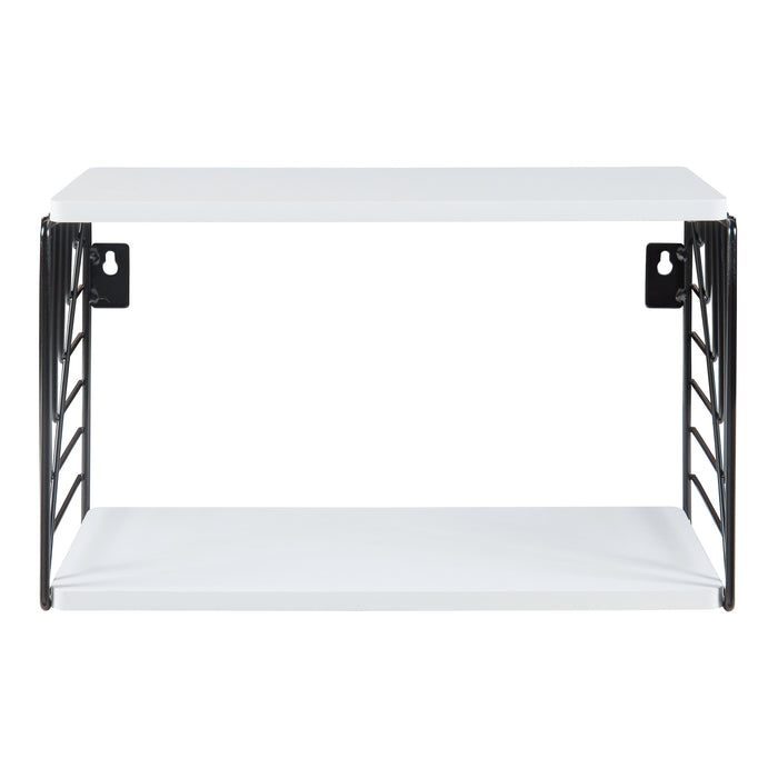 Mensola da Parete Moss a 2 Ripiani 39 x 18 x 23 cm - Nero / Bianco [en.casa]