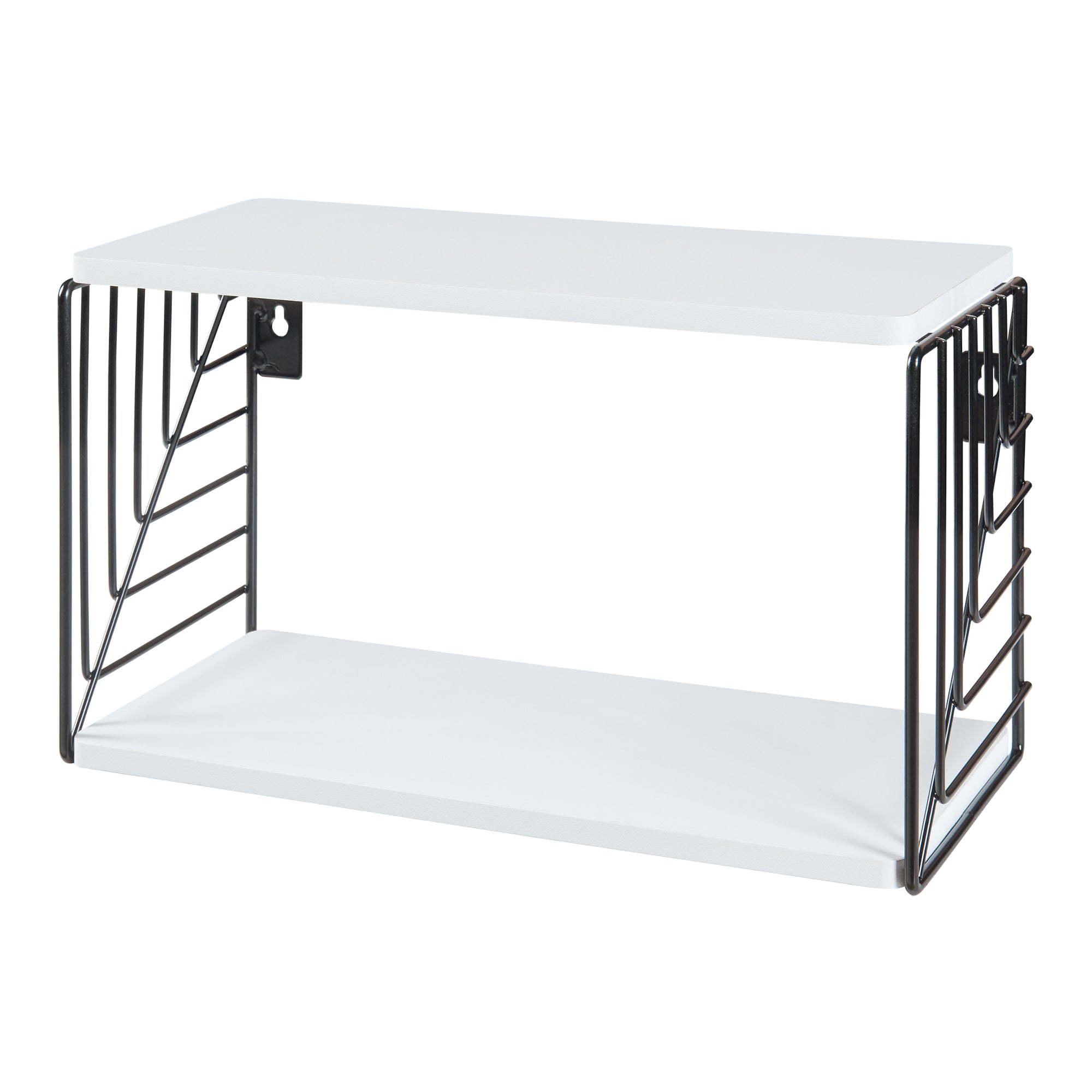 Mensola da Parete Moss a 2 Ripiani 39 x 18 x 23 cm - Nero / Bianco [en.casa]