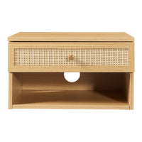 Comodino da Parete Eiker con Cassetto e Scomparto 40x32x23 cm Effetto Rovere [en.casa]