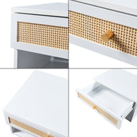 Comodino da Parete Eiker con Cassetto e Scomparto 40x32x23 cm Bianco [en.casa]