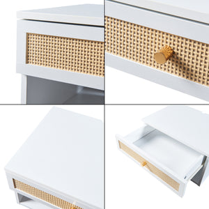 Comodino da Parete Eiker con Cassetto e Scomparto 40x32x23 cm Bianco [en.casa]