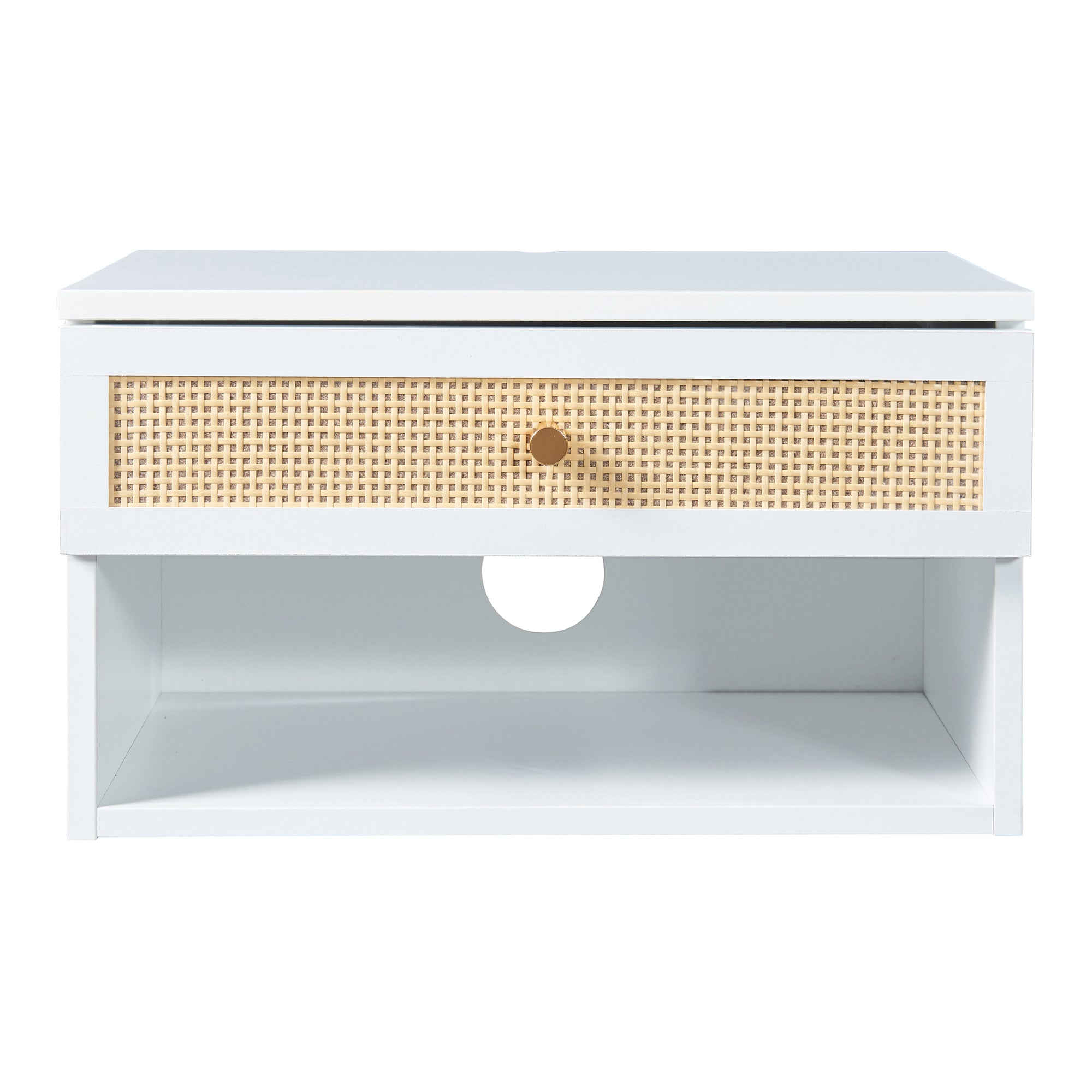 Comodino da Parete Eiker con Cassetto e Scomparto 40x32x23 cm Bianco [en.casa]