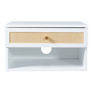 Comodino da Parete Eiker con Cassetto e Scomparto 40x32x23 cm Bianco [en.casa]