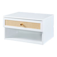 Comodino da Parete Eiker con Cassetto e Scomparto 40x32x23 cm Bianco [en.casa]
