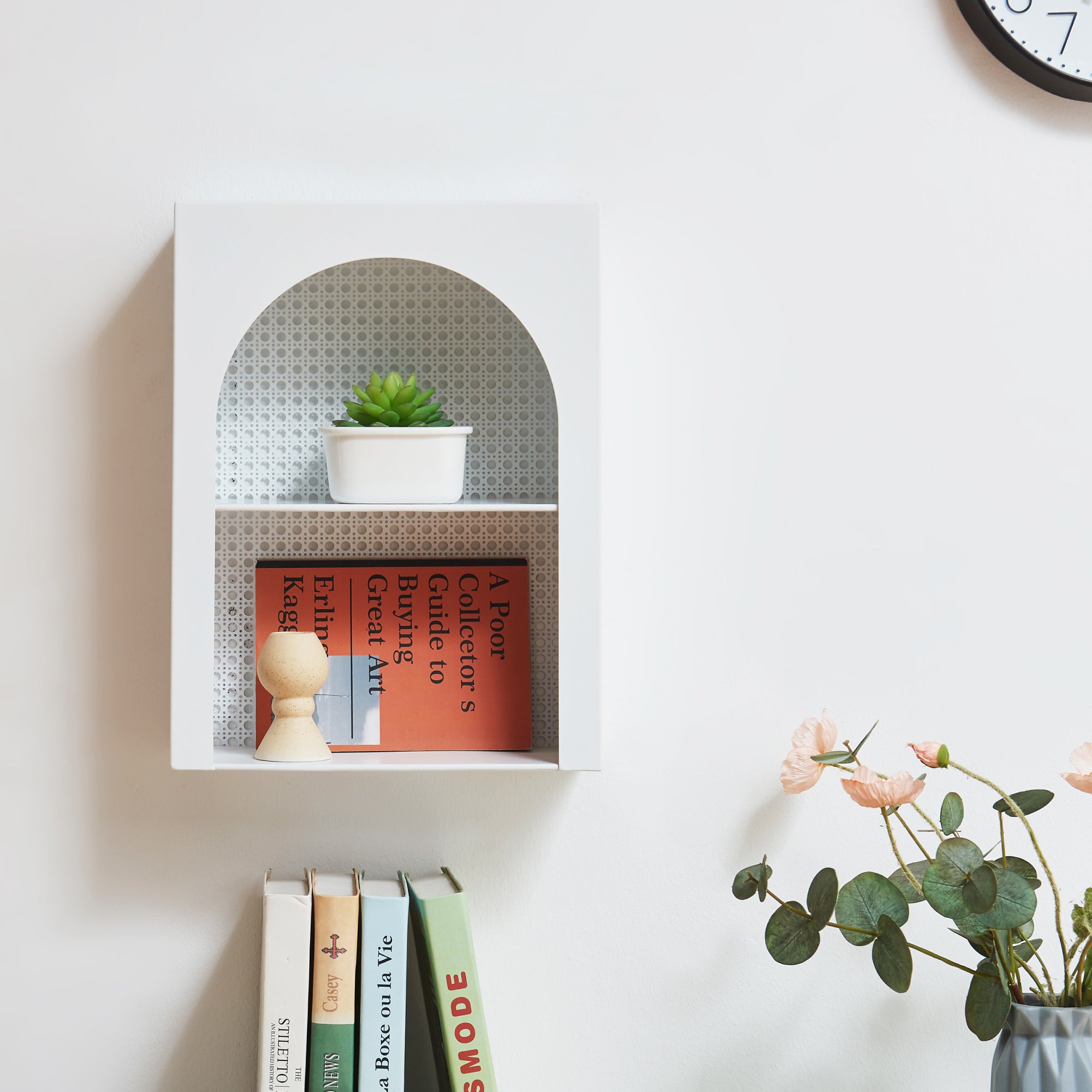 Scaffale da Parete Jäller Design Arcuato 40x30x13 cm Bianco [en.casa]