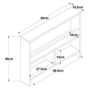 Scaffale da Parete Piteå con 3 Scomparti 60x10,5x 45 cm Bianco [en.casa]