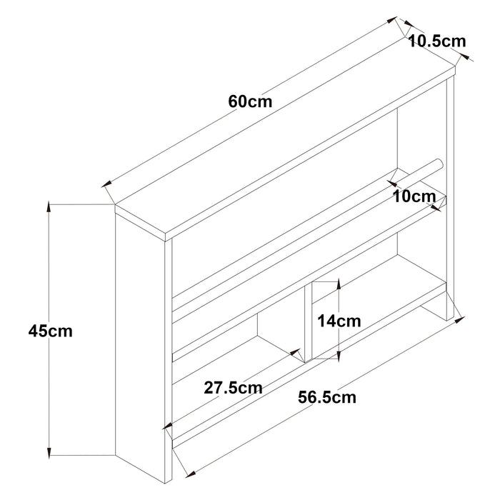 Scaffale da Parete Piteå con 3 Scomparti 60x10,5x 45 cm Bianco [en.casa]
